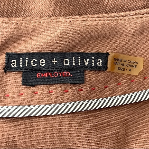 Alice + Olivia Brown Bodycon Sheath Dress Size 4 Knee Length Short Sleeve Fall - Picture 9 of 11